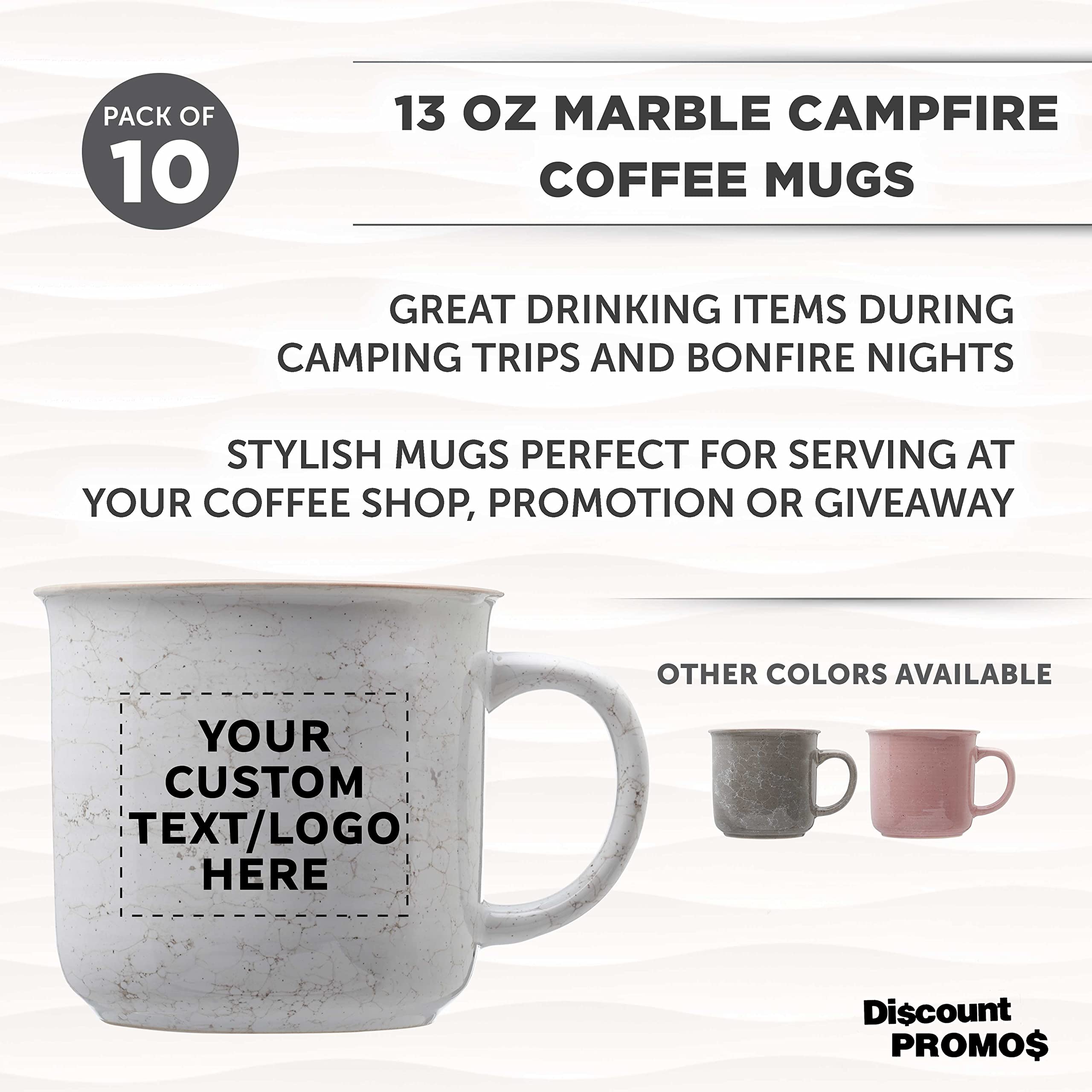 Amazon.com: Custom Marble Campfire Coffee Mugs 13 oz. Set of 10,  Personalized Bulk Pack - Ceramic, Perfect for Coffee, Tea, Espresso, Hot  Cocoa, Other Beverages - White : Home & Kitchen