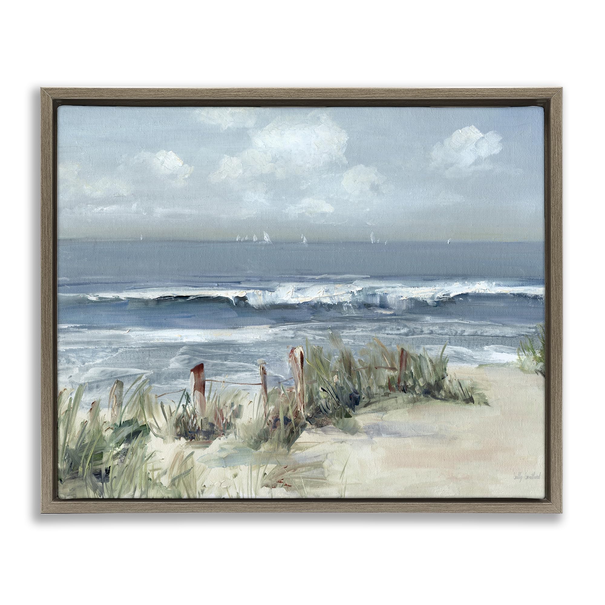 Stupell Industries Montalcino Elm (Textured) 'Brushed Expression Of Coast'| Floating Frame Canvas Art