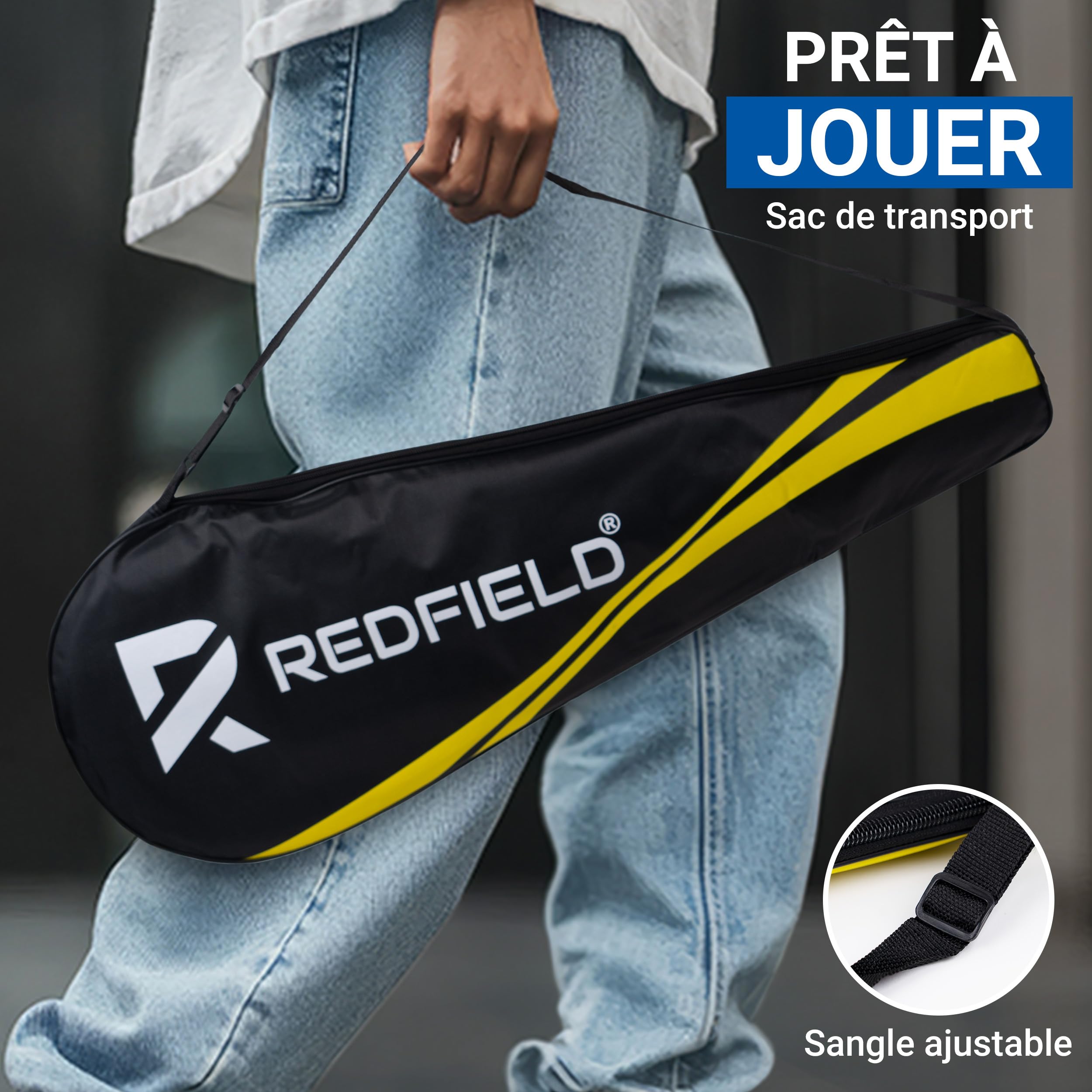 Redfield Set de Badminton - 2 Raquettes de Badminton - 2 Volants - Sac de Transport - Ensemble Complet pour 2 Joueurs Adultes - Jeu en extérieur ou en Salle