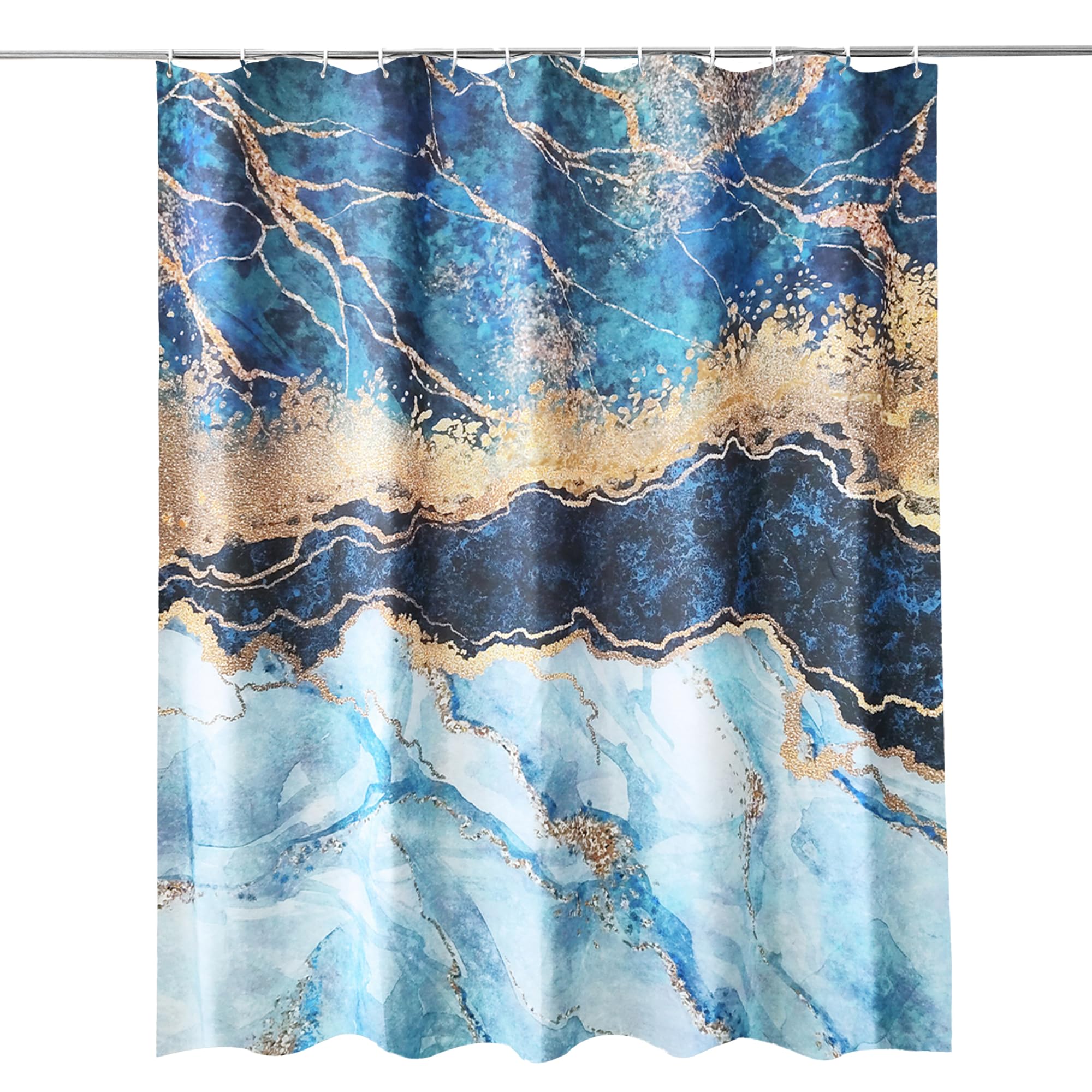 WedDecor Marble Shower Curtain, Soft Polyester - White & Gold, 180x180cm