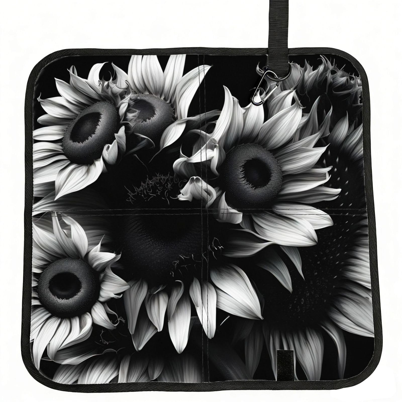 PPHGUT Black And White Sunflowers Print Foldable Seat Cushion Waterproof Portable Chair Pad Travel Outdoor Picnic Camping