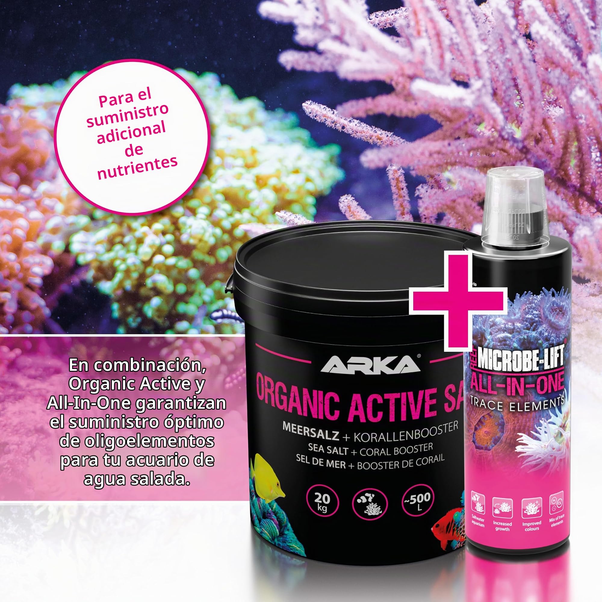 Sal de Arrecife Acuario 20 kg - Organic Active Salt con Bacterias | sal de arrecife con bacterias activas, booster corales, sin fosfatos, sin nitratos, para SPS, LPS, blandos, agua salada