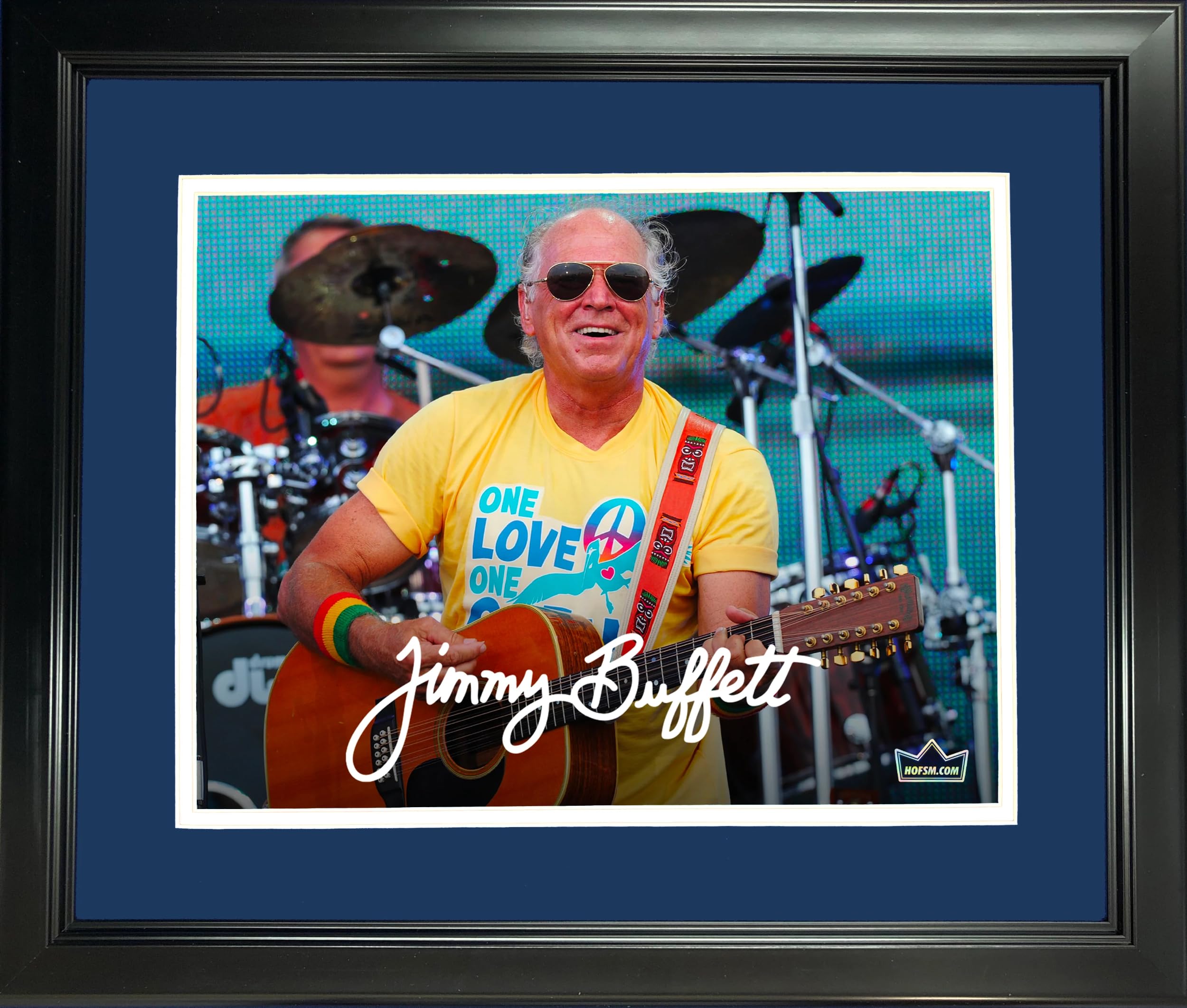Framed Jimmy Buffett Facsimile Laser Engraved Signature Auto 12"x15" Music Photo HOFSM Holo