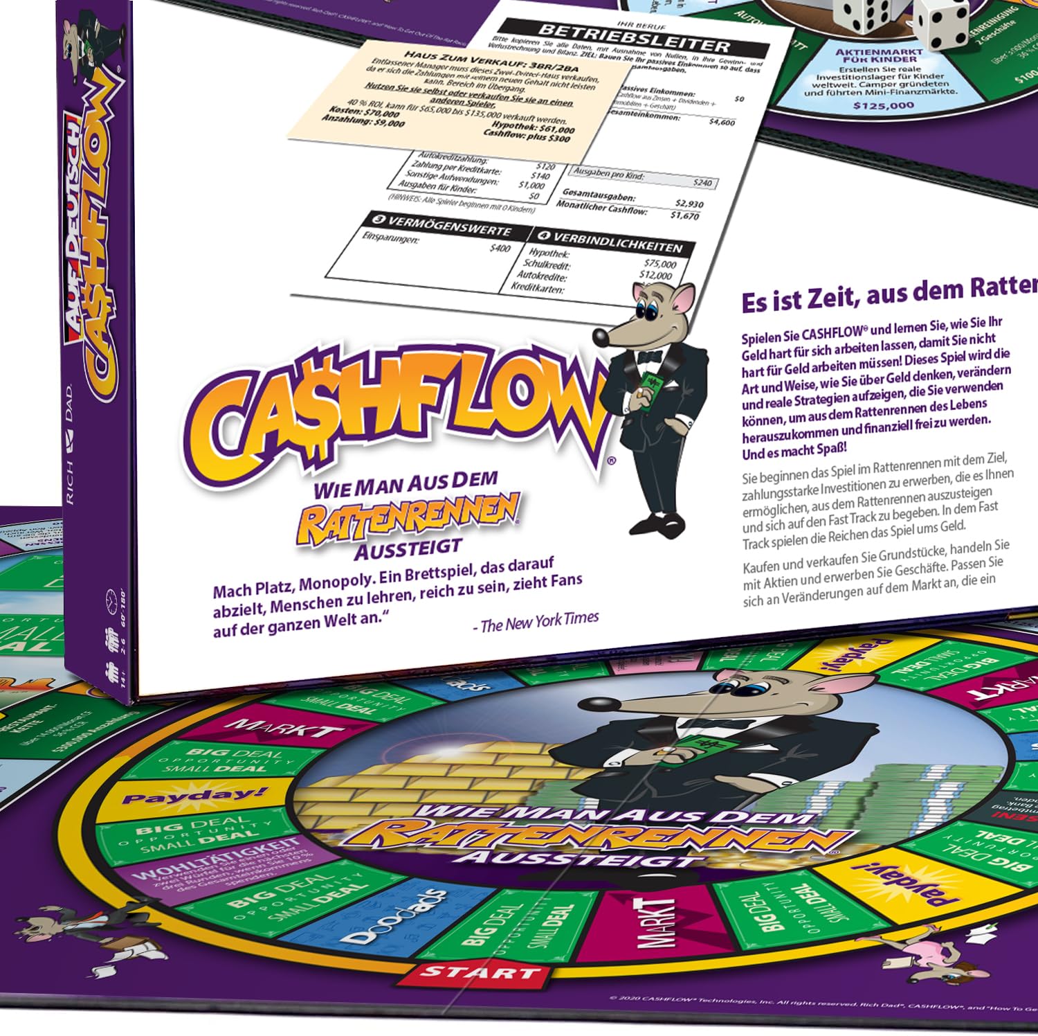 Rich Dad CASHFLOW – EIN Lernspiel von Robert Kiyosaki zur finanziellen Allgemeinbildung der Familie, zu Unternehmensentwicklung, Investitionen und Geldmanagement, auf Deutsch