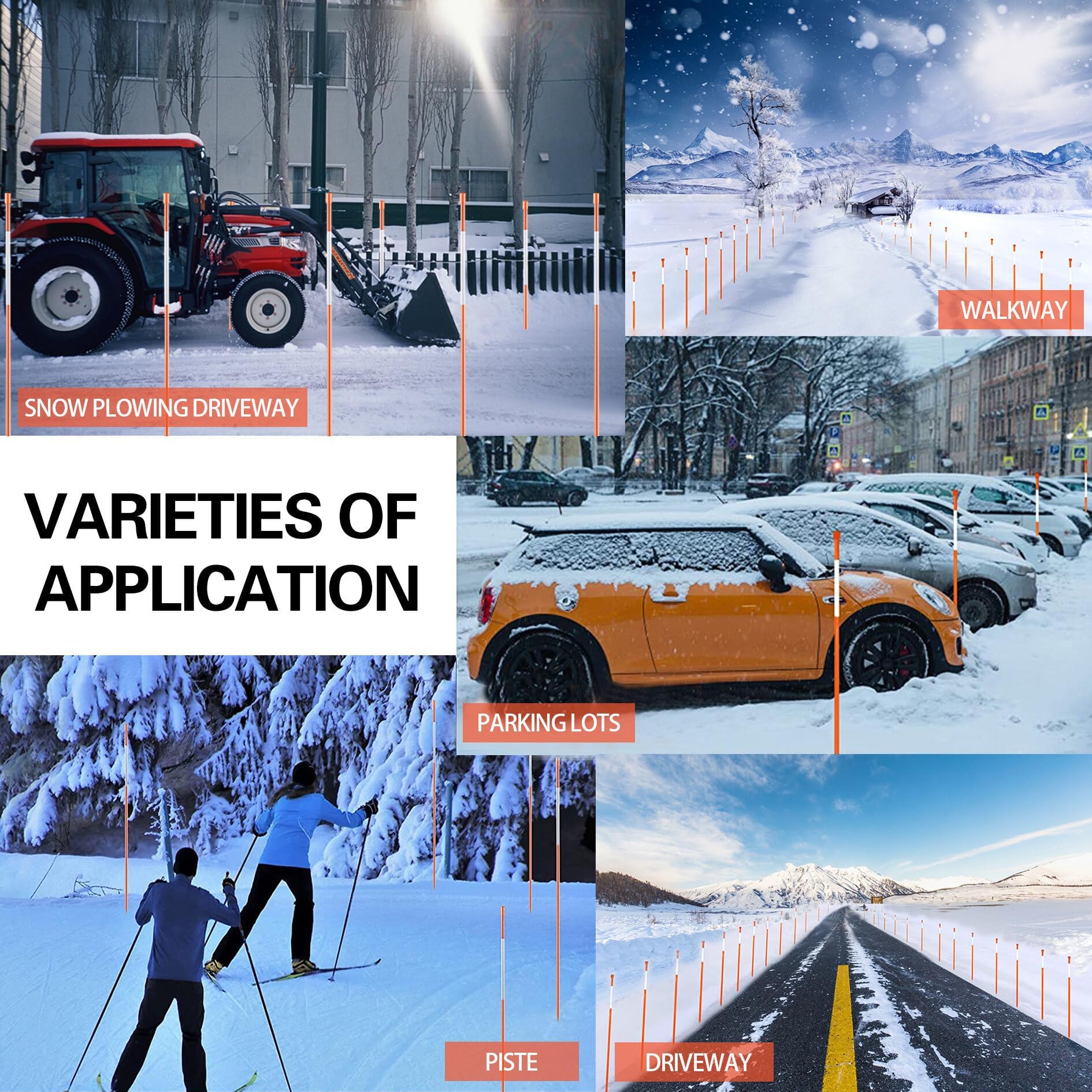 100 pz 100 pz segnalatore 5/16 Dia alta visibilità riflettente vialetto pali in fibra di vetro neve pali con nastro riflettente
