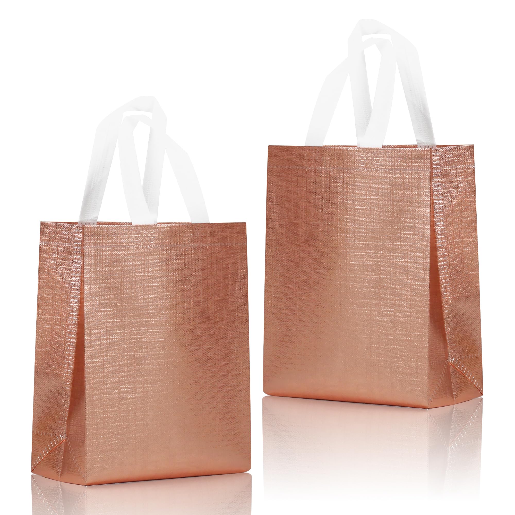 cabzymx Pequeñas bolsas de regalo reutilizables con bases, diseño metálico, bolsa de fiesta no tejida a granel para envolver regalos