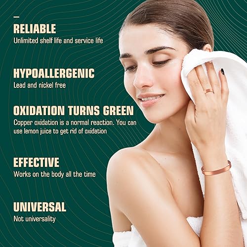 Miniatura 3 de FASCIO - Anillos magnéticos de cobre puro anillo ajustable para dedos pulgar - Joyería elegante para aliviar la artritis y el dolor articular