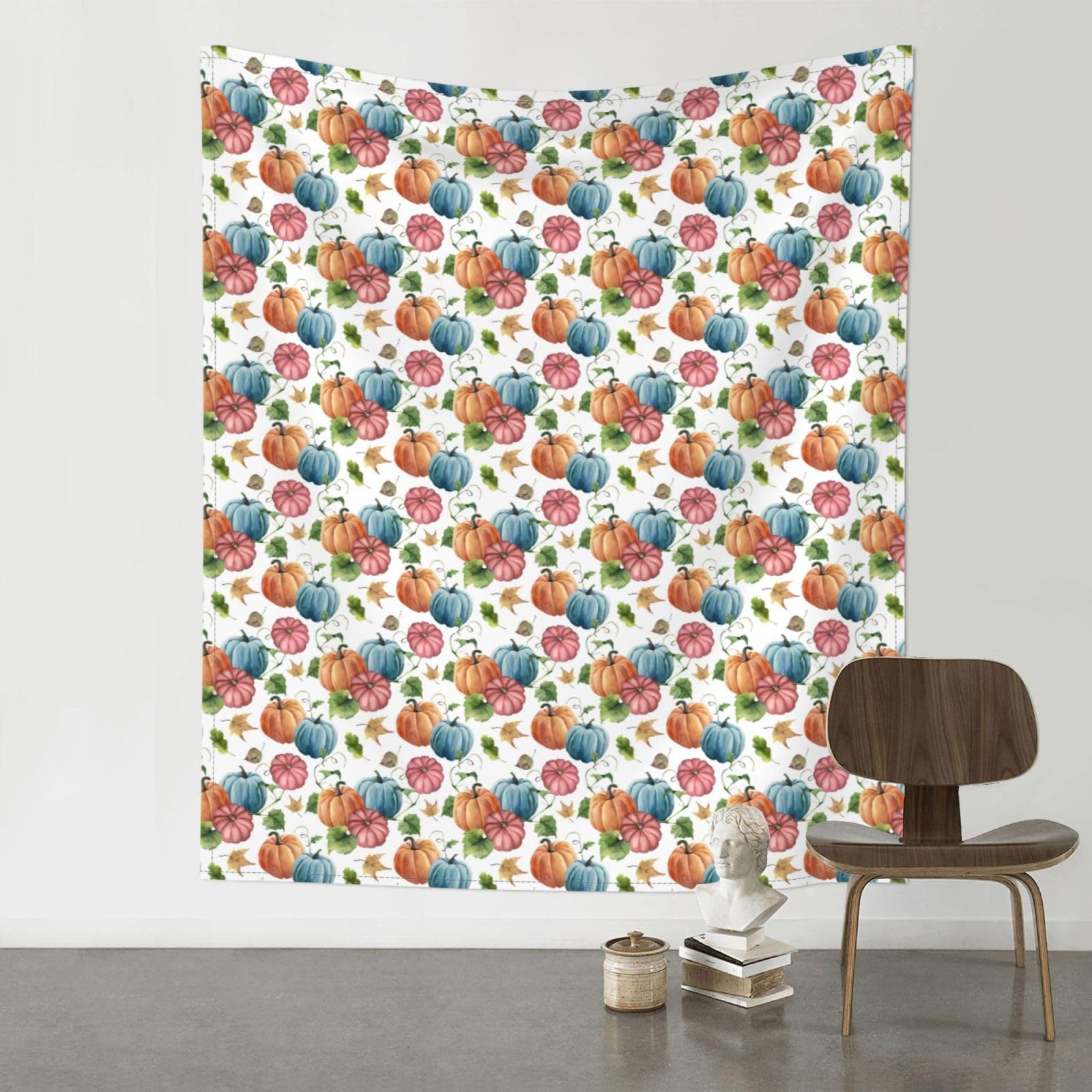 YYHWHJDE Watercolor Bright Pumpkin Prints 60x51in Wall Tapestry – High-Grade Polyester Throw for Dorm, Beach & Home Decor
