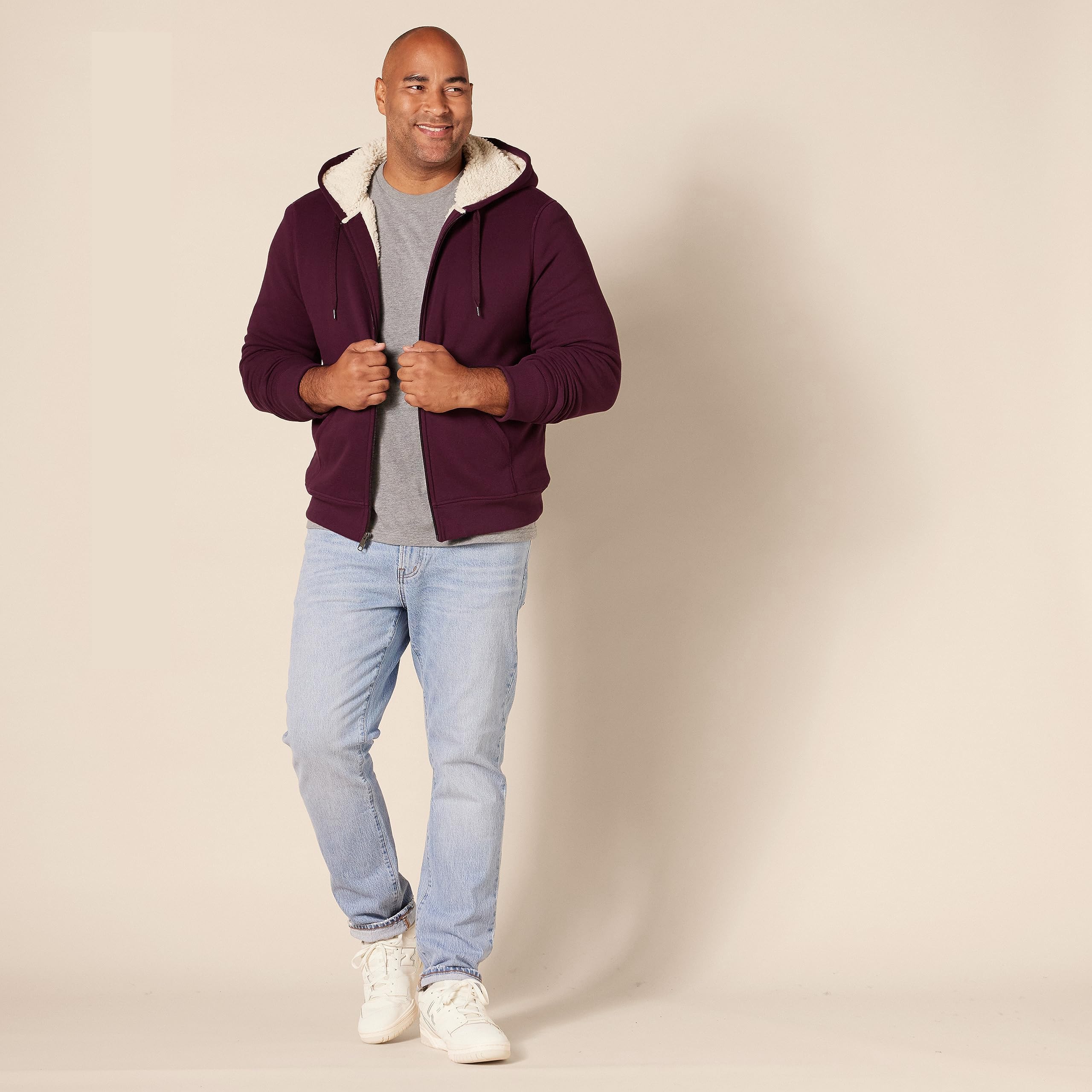 Amazon Essentials Hoodie For Men, Sherpa-Lined Full-Zip Fleece Sweatshirt