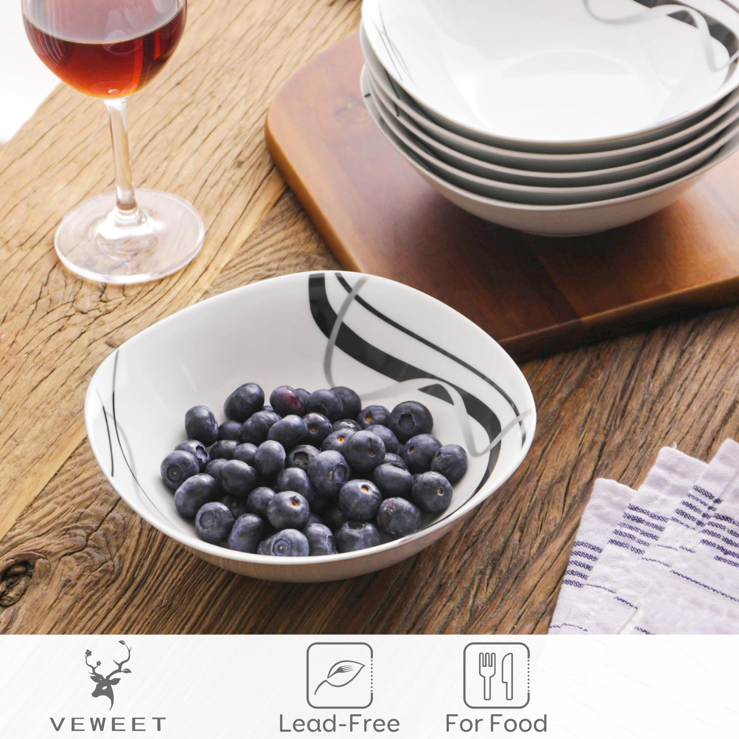 Set 4 Ciotole In Porcellana NIKITA - Ø21.2cm, 1050ml - Per Pasta, Insalata, Microonde E Lavastoviglie - Foto 8