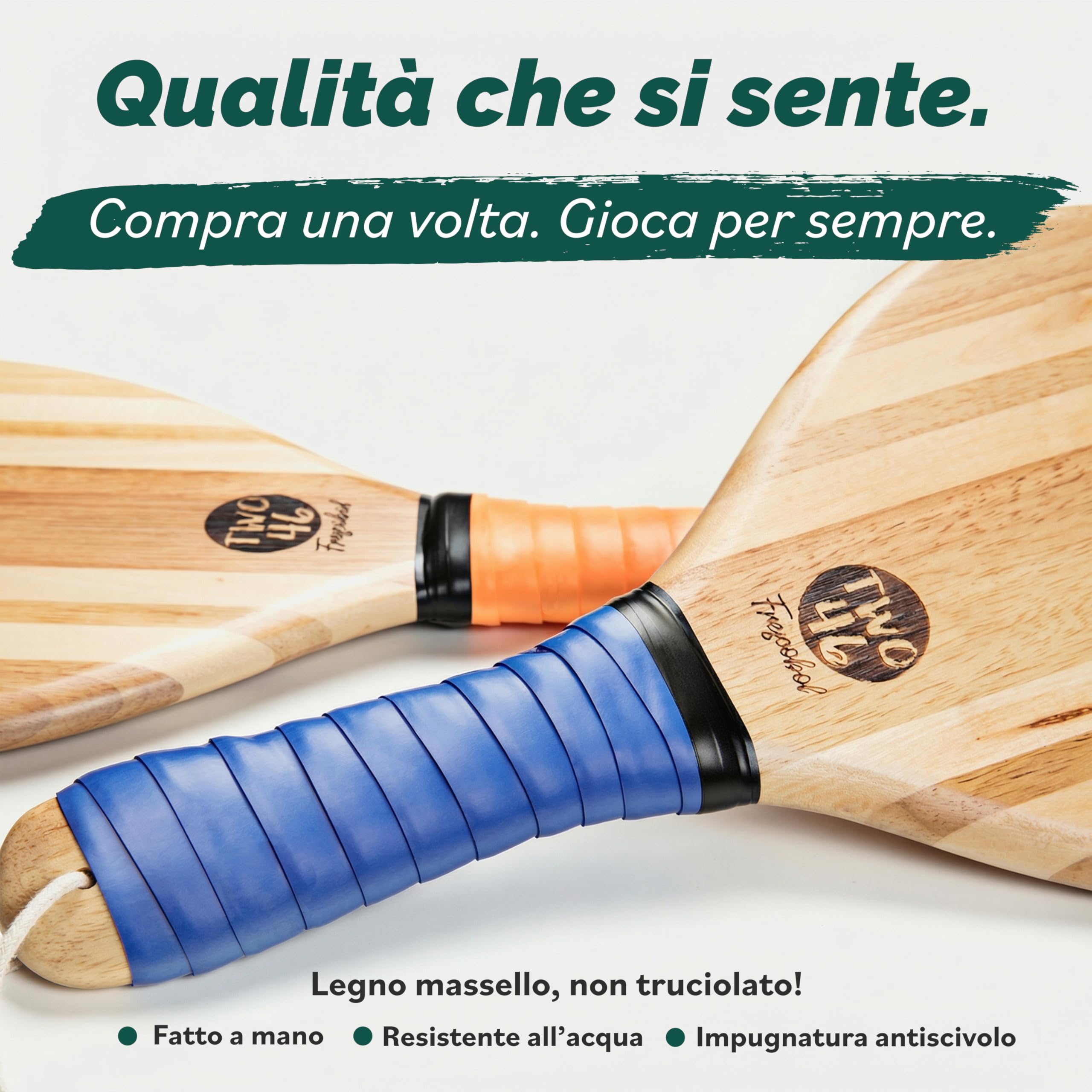 two46 | Set di Racchettoni da Spiaggia Premium | Frescobol - Lo Sport Popolare dal Sud America | Racchettoni Artigianali in Legno, Scelta della Palla per Diversi Livelli, Borsa Personalizzata
