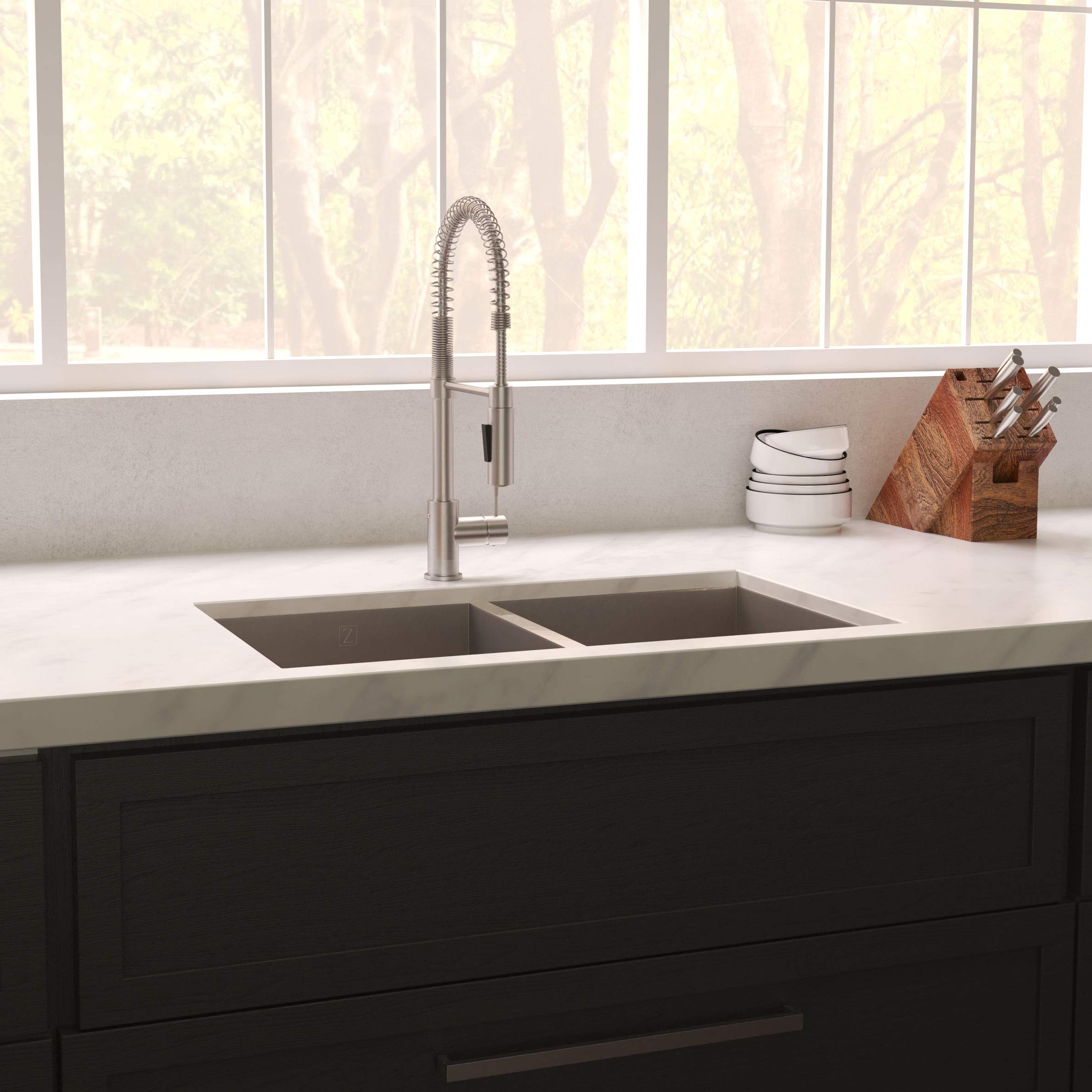 ZLINE 36 in. Anton Undermount Double Bowl Satin Stainless Steel