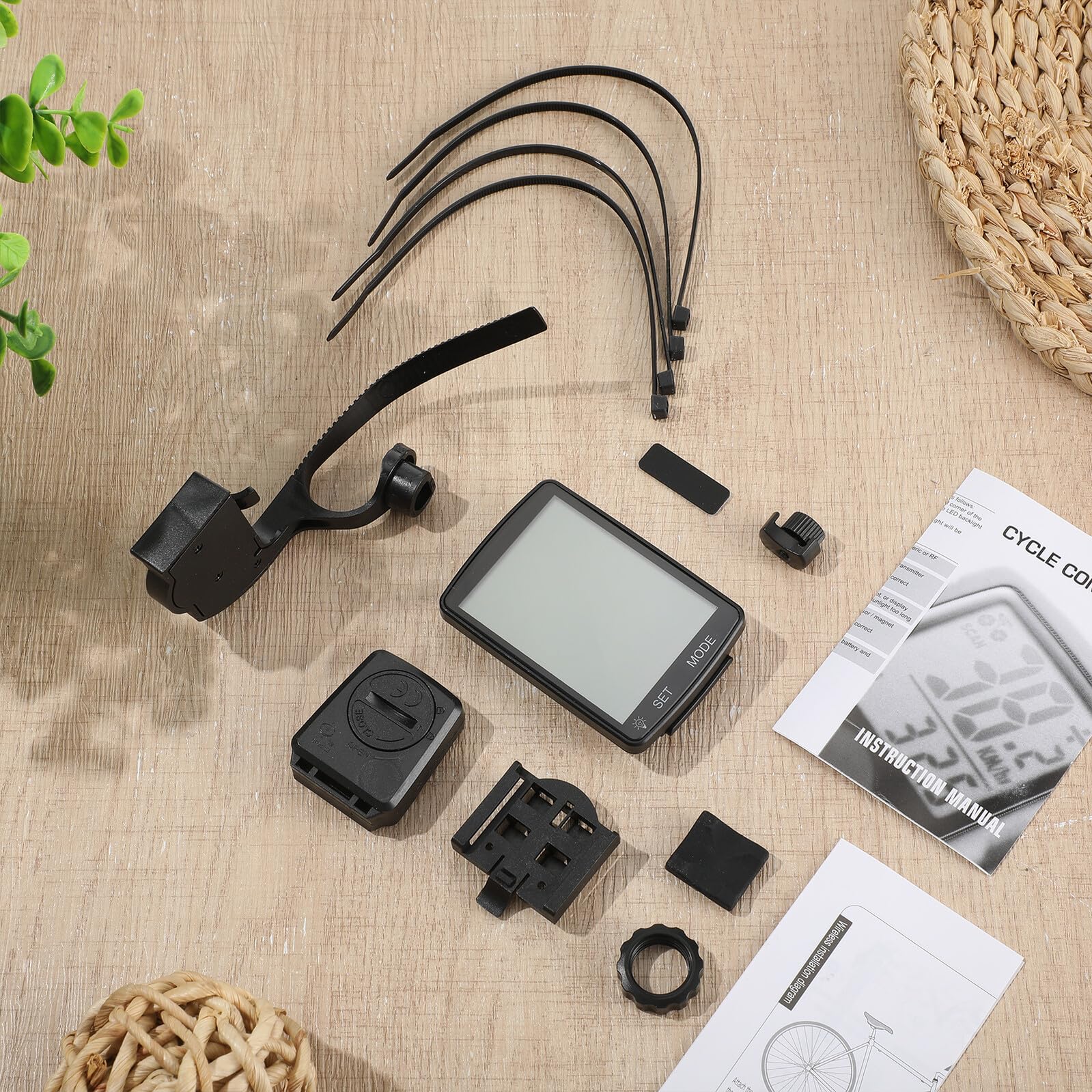 Housoutil Contachilometri per Bicicletta Wireless Compatto e Leggero in ABS e Pmma con Display LCD per Uso Ciclistico Nero