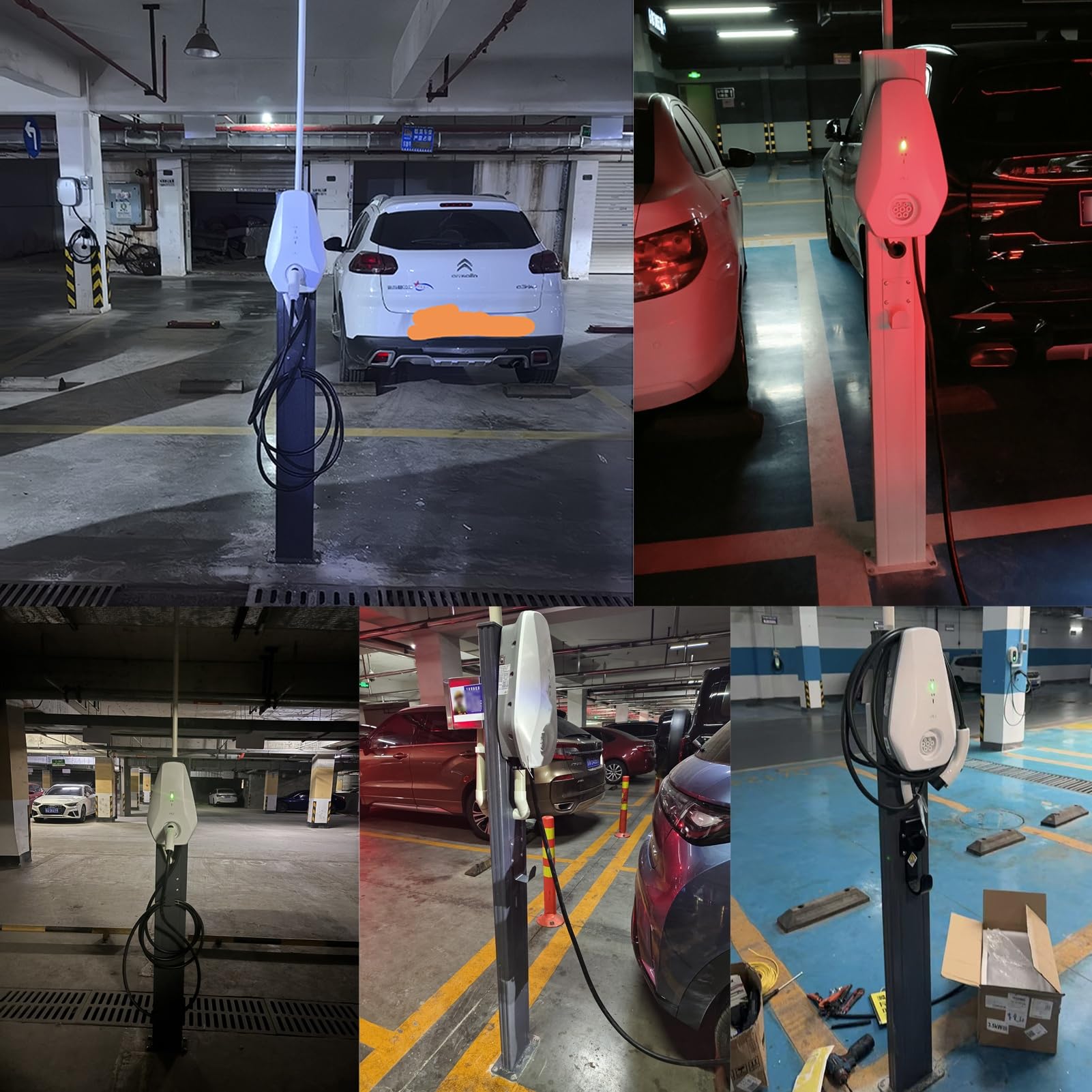 UrbanUp EV Ladestation Halterung Garagen-Ladesäule für Elektrofahrzeuge mit Regenschutz, Ladesäule für Fahrzeuge mit Alternativem Antrieb, Halterung für Ladekabel(Gray)