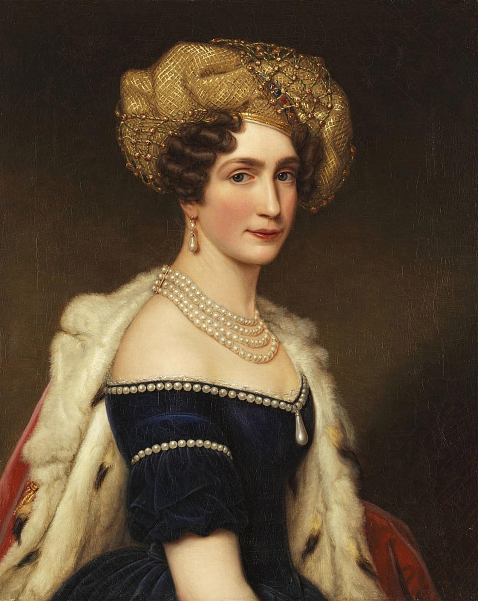 ARTXLXXBN Famous Painting Canvas Artwork Graffiti Print Princess Augusta of Bavaria Duchess of Leuchtenberg by Carl Stieler Portrait Canvas Image for Home Decor 60x90cm