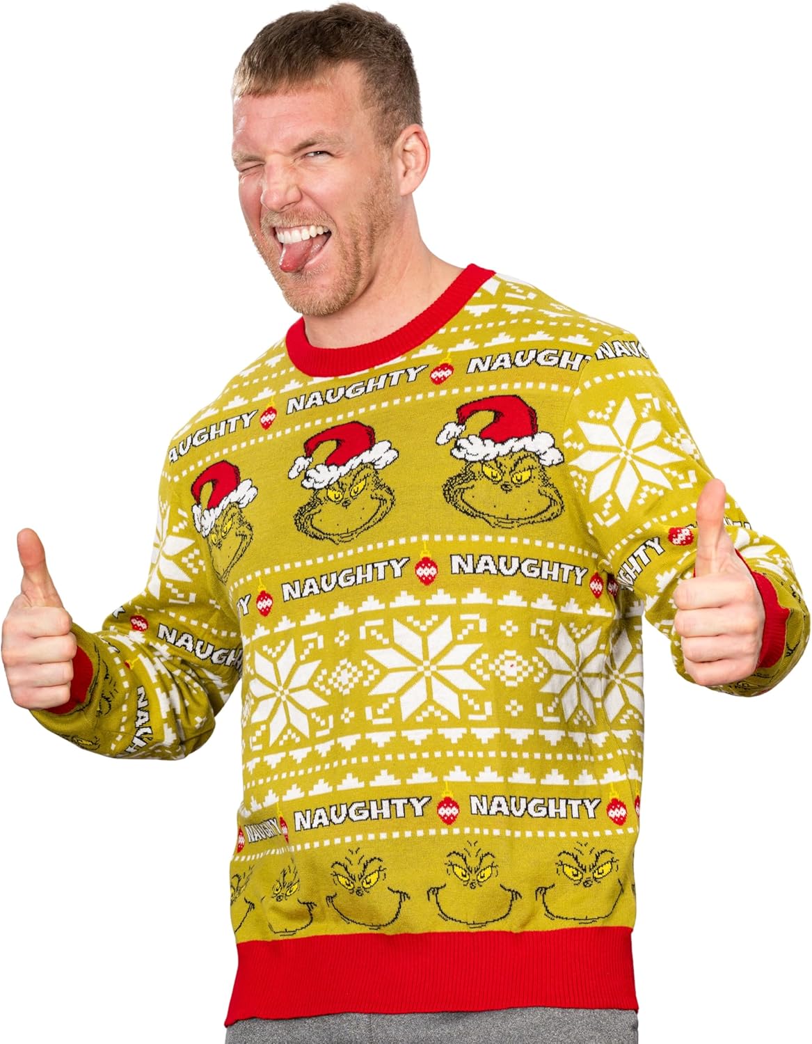 Junk Food Green Monster Santa Hat Xmas Adult Knitted Ugly Christmas Sweater