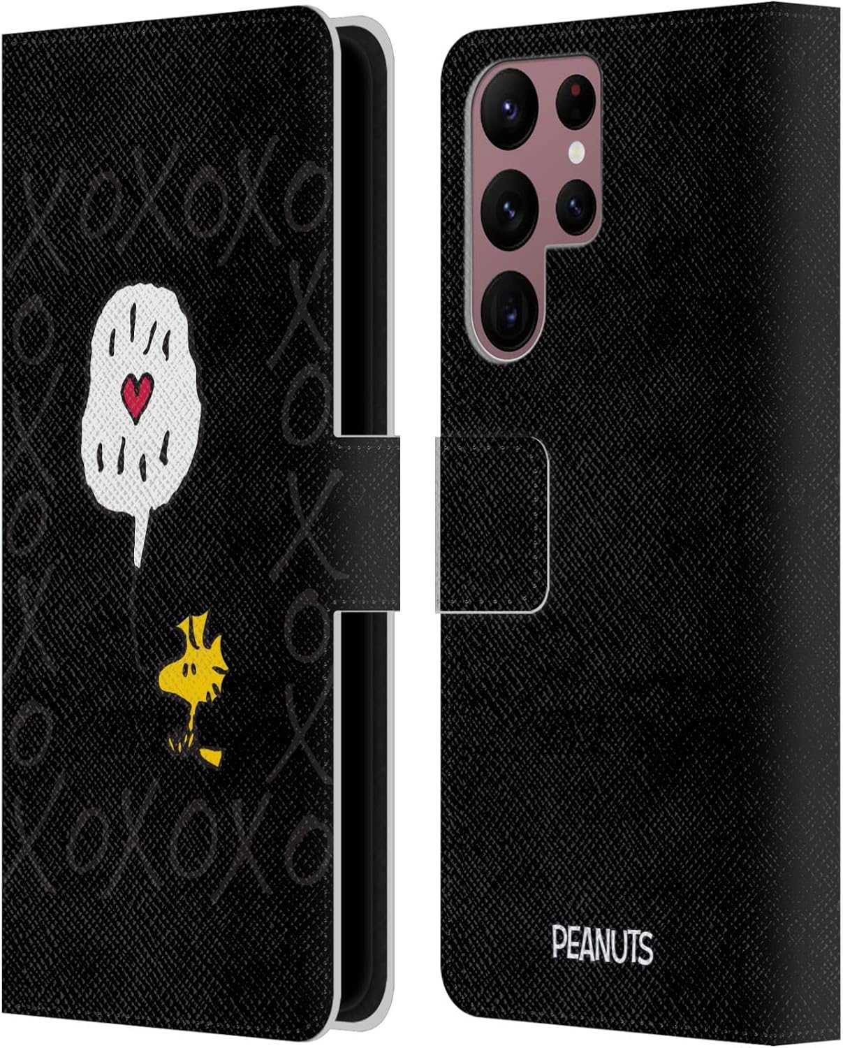 Head Case Designs Officially Licensed Peanuts Woodstock XOXO Sealed with A Kiss Leather Wallet Case Compatible with Samsung Galaxy S22 Ultra 5G
