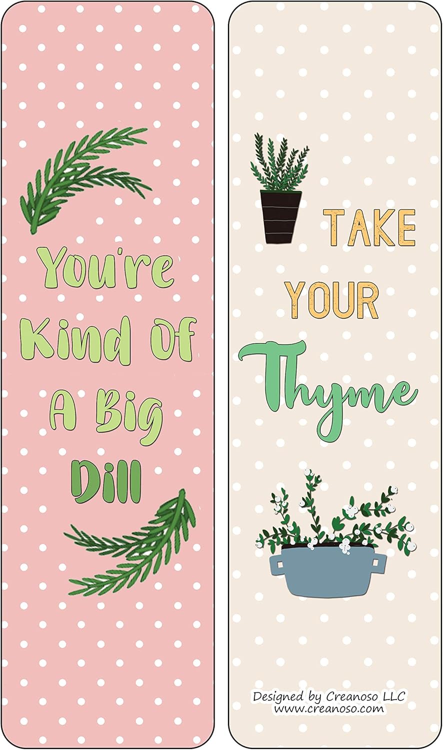 Creanoso Inspiring Plant Puns Bookmarks (60-Pack) – Great Bulk Set Incentive Page Binders for Young Readers – Stocking Stuffers Gifts Rewards Token Ideas for Boys Girls Kids Teens