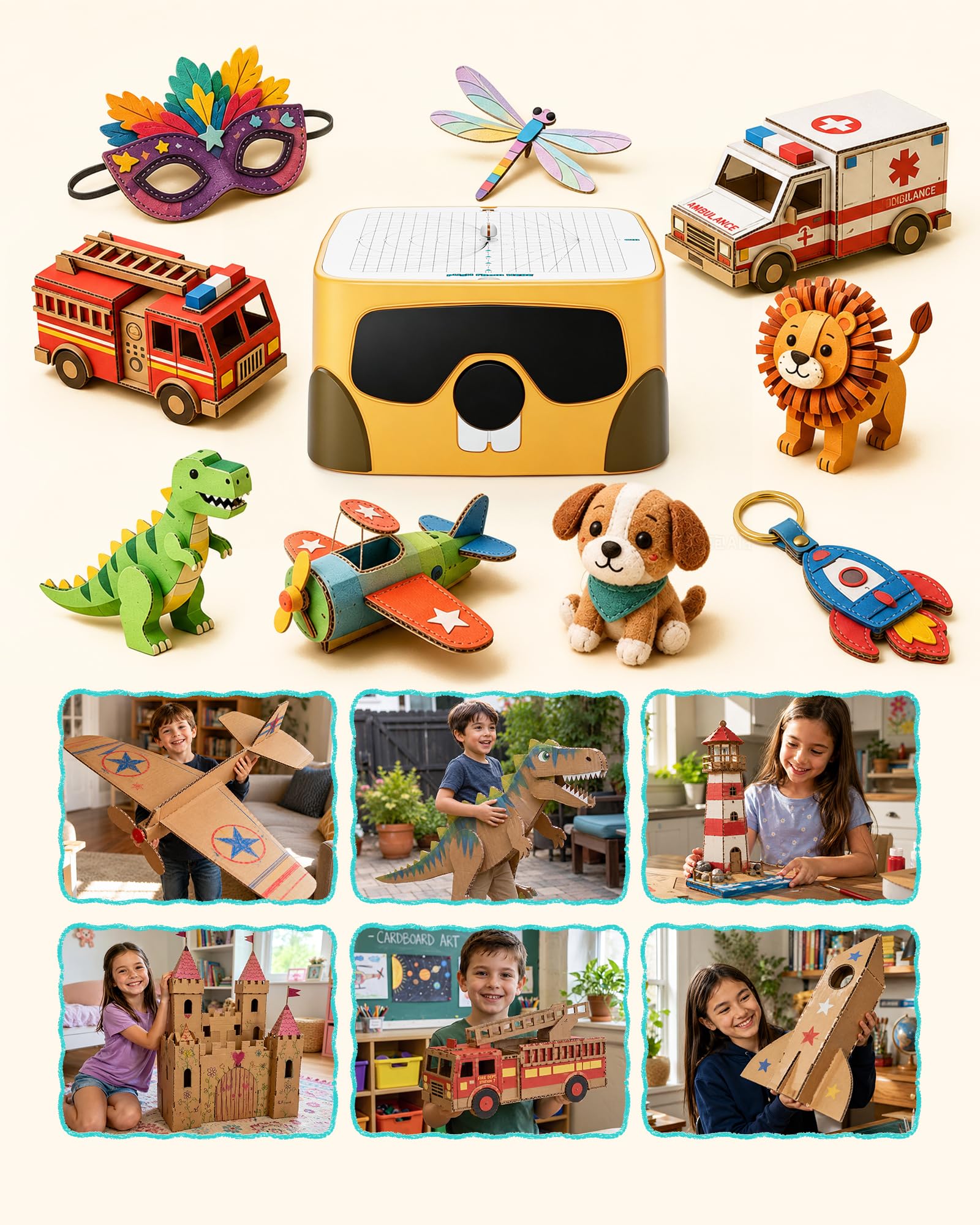 Strumenti di cartone per bambini, kit di strumenti di costruzione in cartone fai da te, taglierino per bambini, giocattolo per bambini per ragazzi e ragazze, perfetto per famiglia, amici, progetti