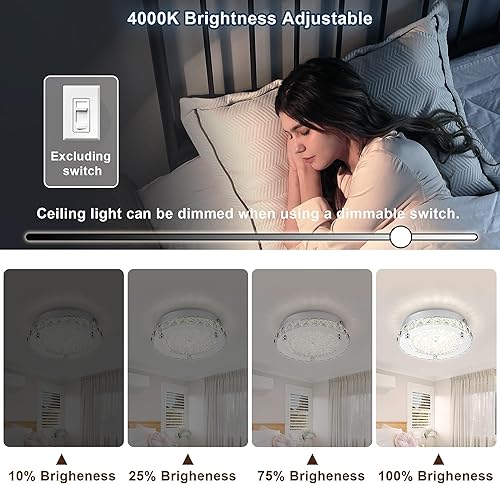 Miniatura 3 de Lámpara de techo, lámparas de techo de cristal, lámpara de techo regulable, lámpara de techo empotrada, luces de techo LED para dormitorio, 8