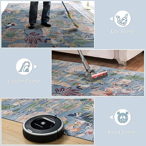 Miniatura 9 de Fashriend Jardin - Alfombras para exteriores, 7 pies 6 pulgadas x 9 pies 6 pulgadas, hojas florales para patio, porche, patio, vestíbulo, balcón,