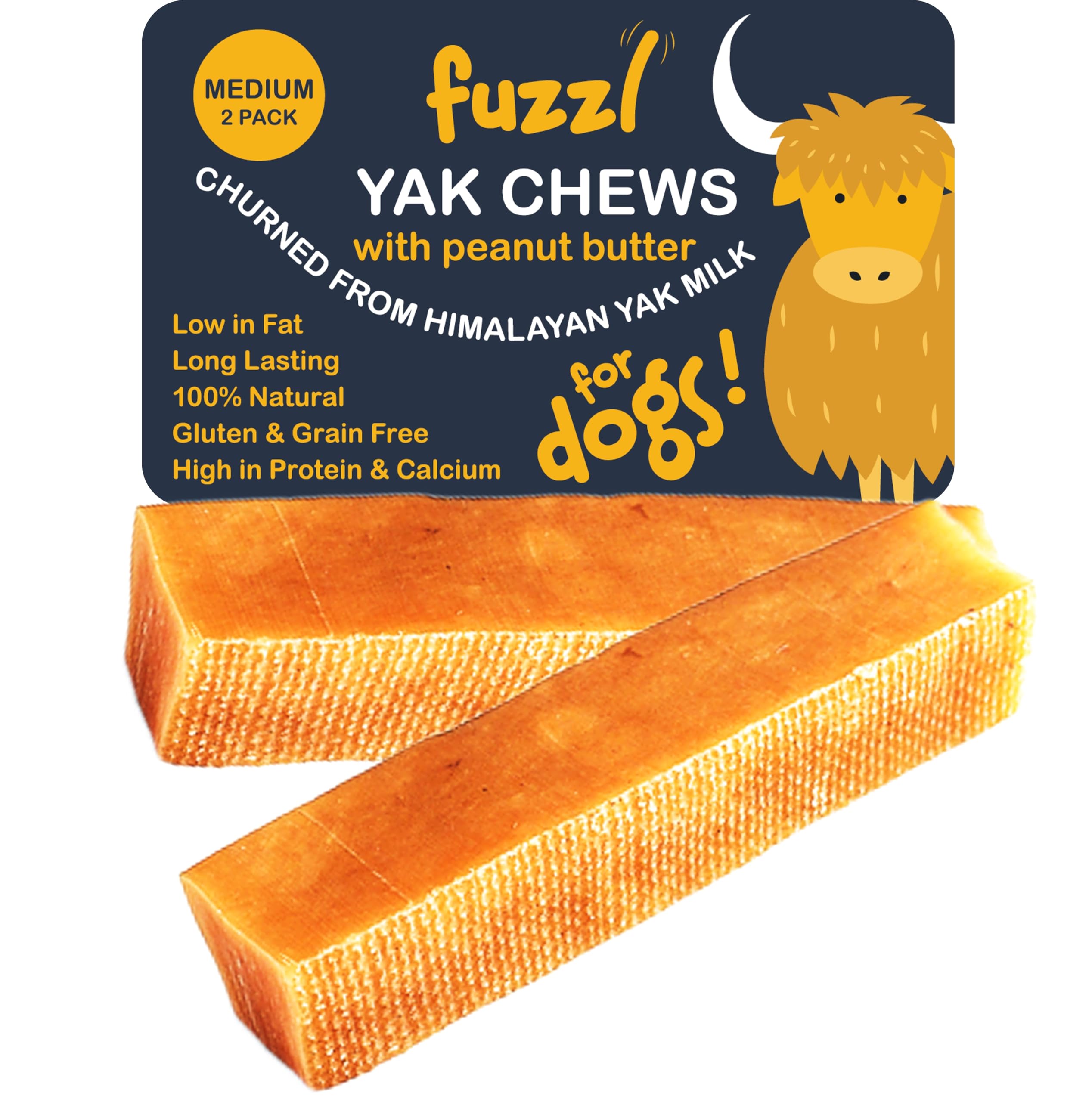 Sponsored Ad – Peanut Butter Yak Chews for Dogs 2 Pack - Natural Dog Treats With Himalayan Milk - No Hide Food, Long Lasting Dental Sticks and Chews
