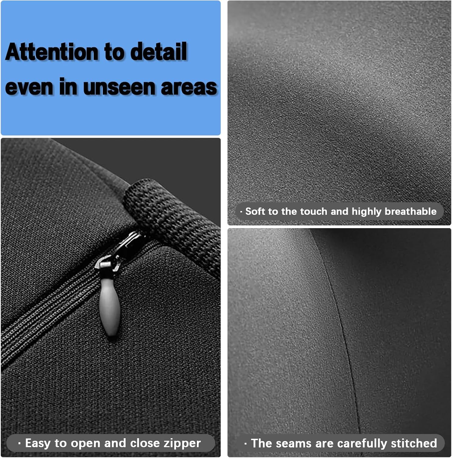 Lumbar Support Pillow & Seat Cushion with Adjustable Strap, Memory Foam Chair Cushion for Sciatica Pain Relief, Washable Cover for Car, Travel and Wheelchair, Black
