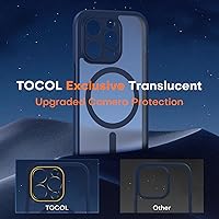 Vista 130 de TOCOL Funda magnética 3 en 1 para iPhone 15 Pro, mejorada [protección completa de cámara] con 2 protectores de pantalla, compatible con MagSafe, Gris