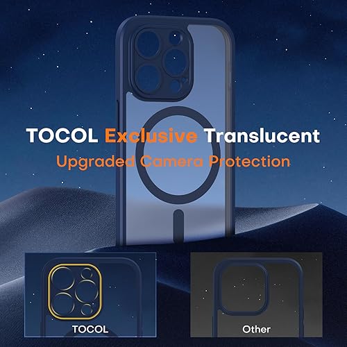 Miniatura 5 de TOCOL Funda magnética 3 en 1 para iPhone 14 Pro, mejorada protección completa de cámara con 2 protectores de pantalla, funda de grado militar