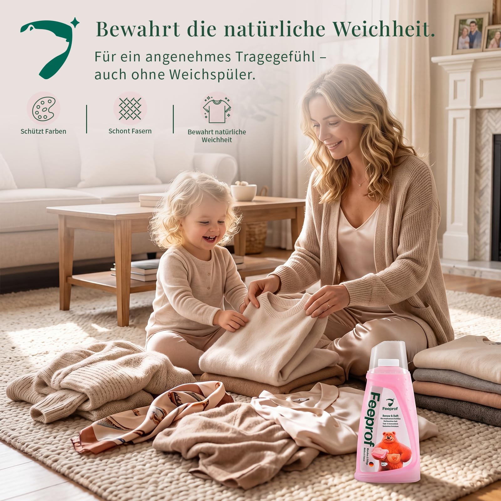 Wollwaschmittel 2L – Feinwaschmittel 50-100 Wäschen, Flüssigwaschmittel für Wolle, Seide & Kaschmir, Sensitiv-Formel, Wirksam ab 20°C, schonend zu Stoffen
