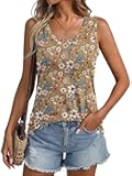 Womens Floral Print Tank Tops Scoop Neck Sleeveless Shirts Flowy Casual Summer Tops Loose Fit Clothes 2025