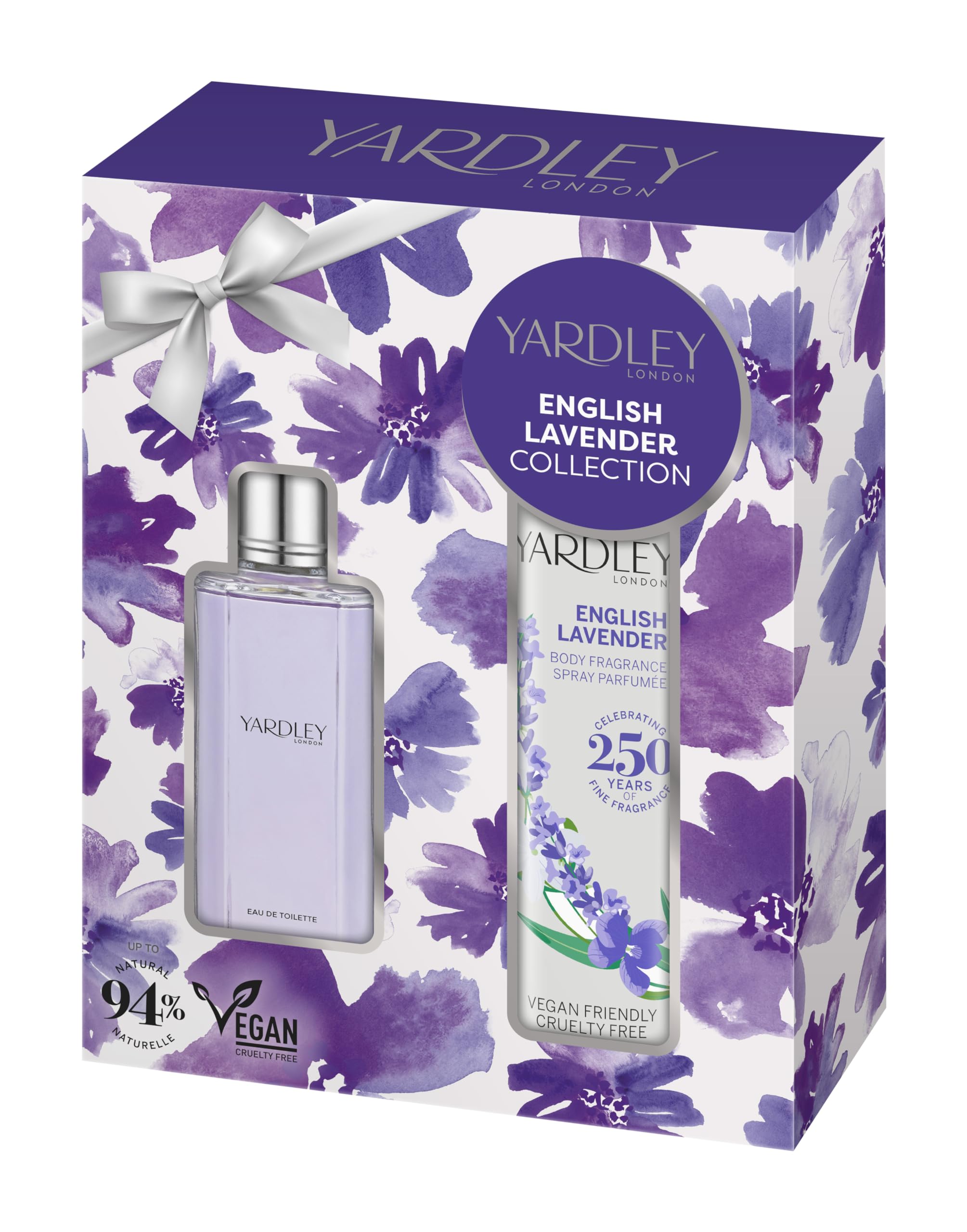 Yardley LondonEnglish Lavender EDT & Body Spray Set - Gift for Her - Upto 94% Natural, Vegan & Cruelty-free