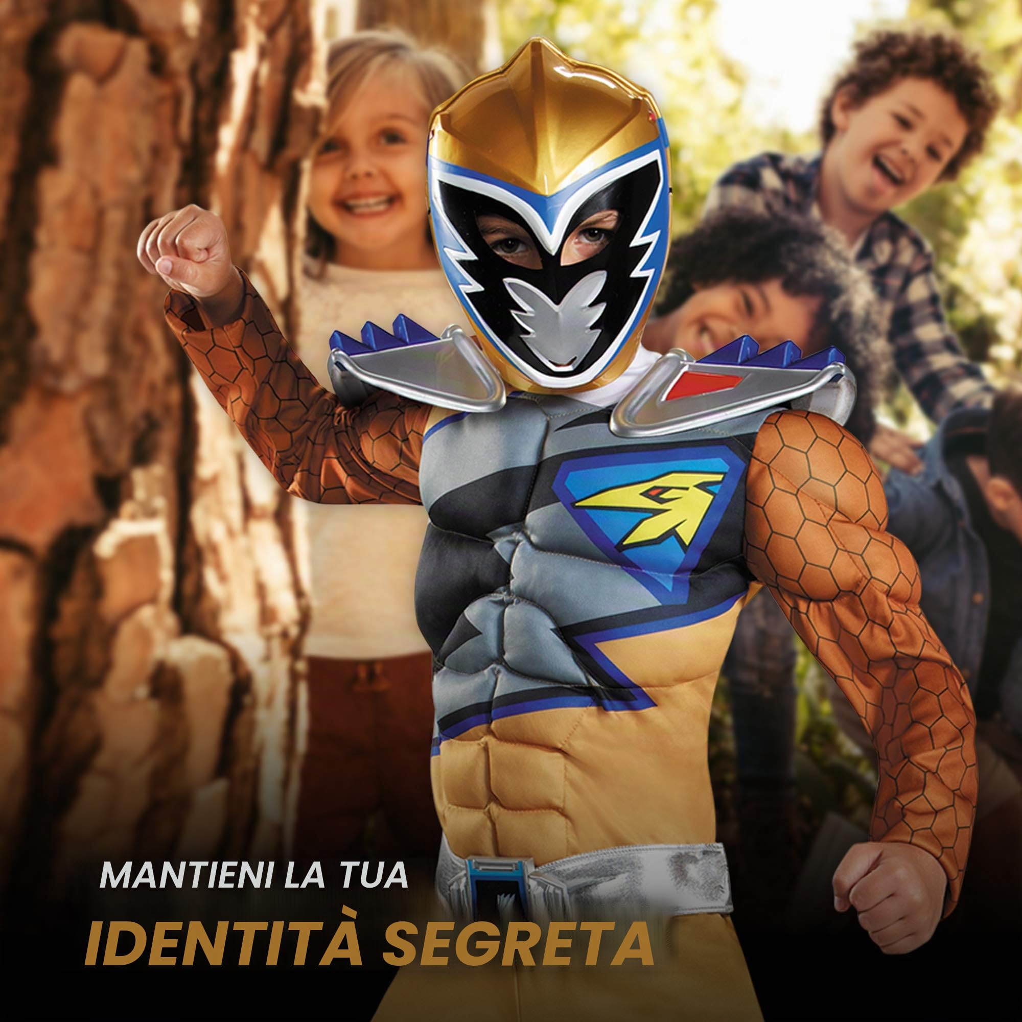Disguise Gold Ranger Dino Charge Classic Muscle Costume, Medium (7-8) by Disguise