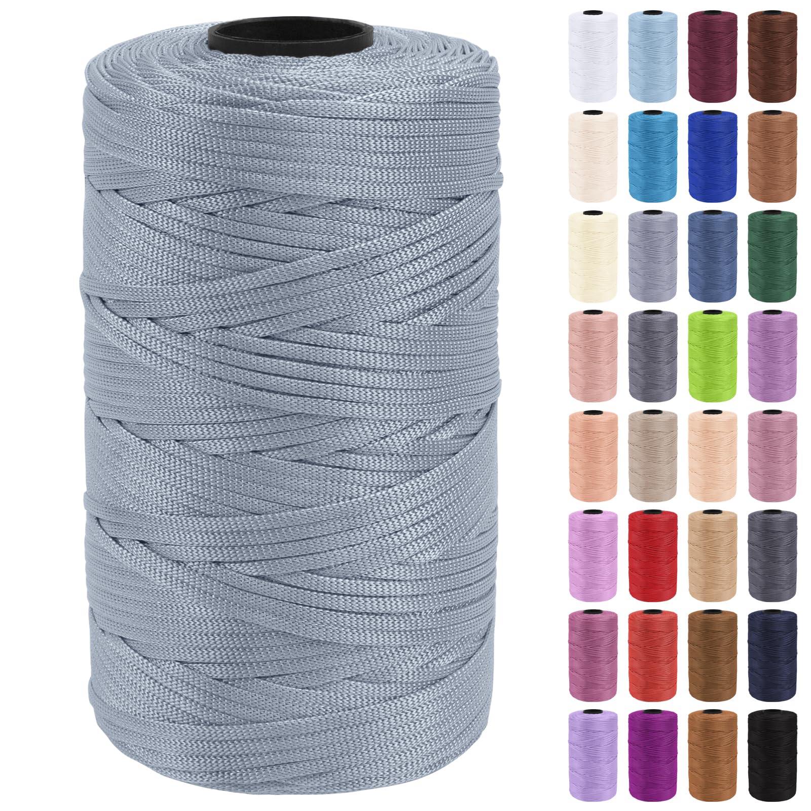 Uiopa Macrame Cord 3mm x 200m Polypropylene Flat Macrame String Crochet Yarn for Handbags, Shopping Bags, Sun Hats, Shoes, Carpets, DIY Crafts, Decorative Projects