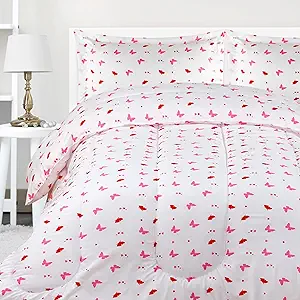 Utopia Bedding All Season Butterfly Comforter Set with 2 Pillow Cases, 3 Piece Soft Brushed Microfiber Kids Bedding Set for Boys/Girls, Machine Washable (Twin)