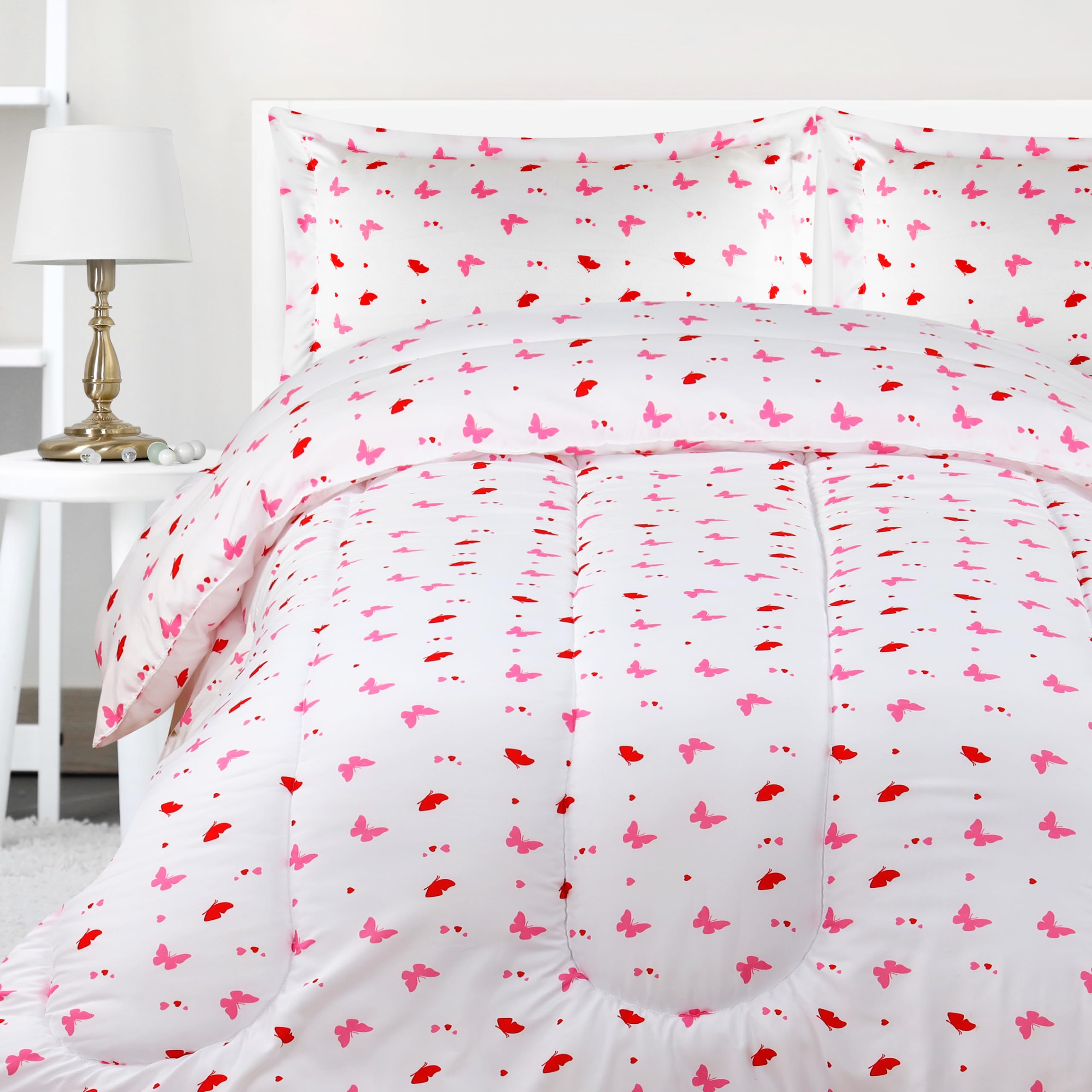Utopia Bedding All Season Butterfly Comforter Set with 2 Pillow Cases - 3 Piece Soft Brushed Microfiber Kids Bedding Set for Boys/Girls – Machine Washable (Twin/Twin XL)