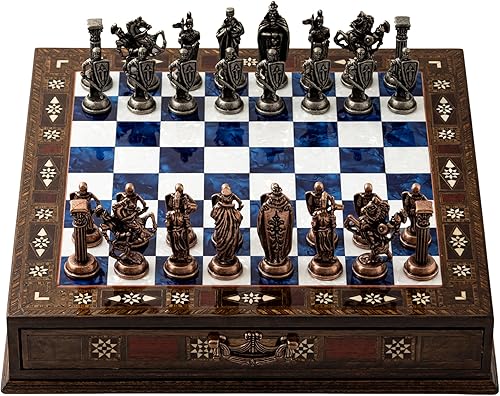 Miniatura 4 de Juego de ajedrez de madera hecho a mano de 15 pulgadas, tablero de ajedrez de madera hecho a mano con piezas de metal, regalo de ajedrez de lujo