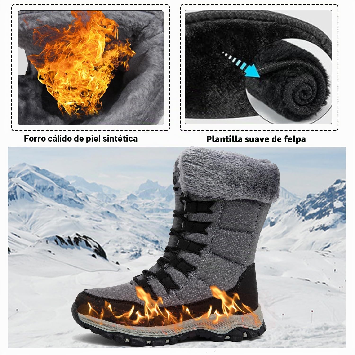 Botas de Nieve para Mujer Botines de Invierno Impermeable Forradas Calientes Boots Zapatos Outdoor Ultraligero Antideslizante
