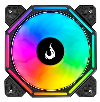 Computer Case Cooler Fan - Rise Mode USA - Hex- Motherboard -120mm - ARGB - Black