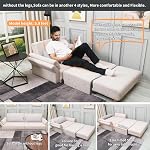 Homa Canapé lit avec accoudoir,212cm Tissu Futon Couch avec dossier réglable, Canapé de canapé pliant,Sofa de couchage pour meubles de salon (Ivory, 3Seat)