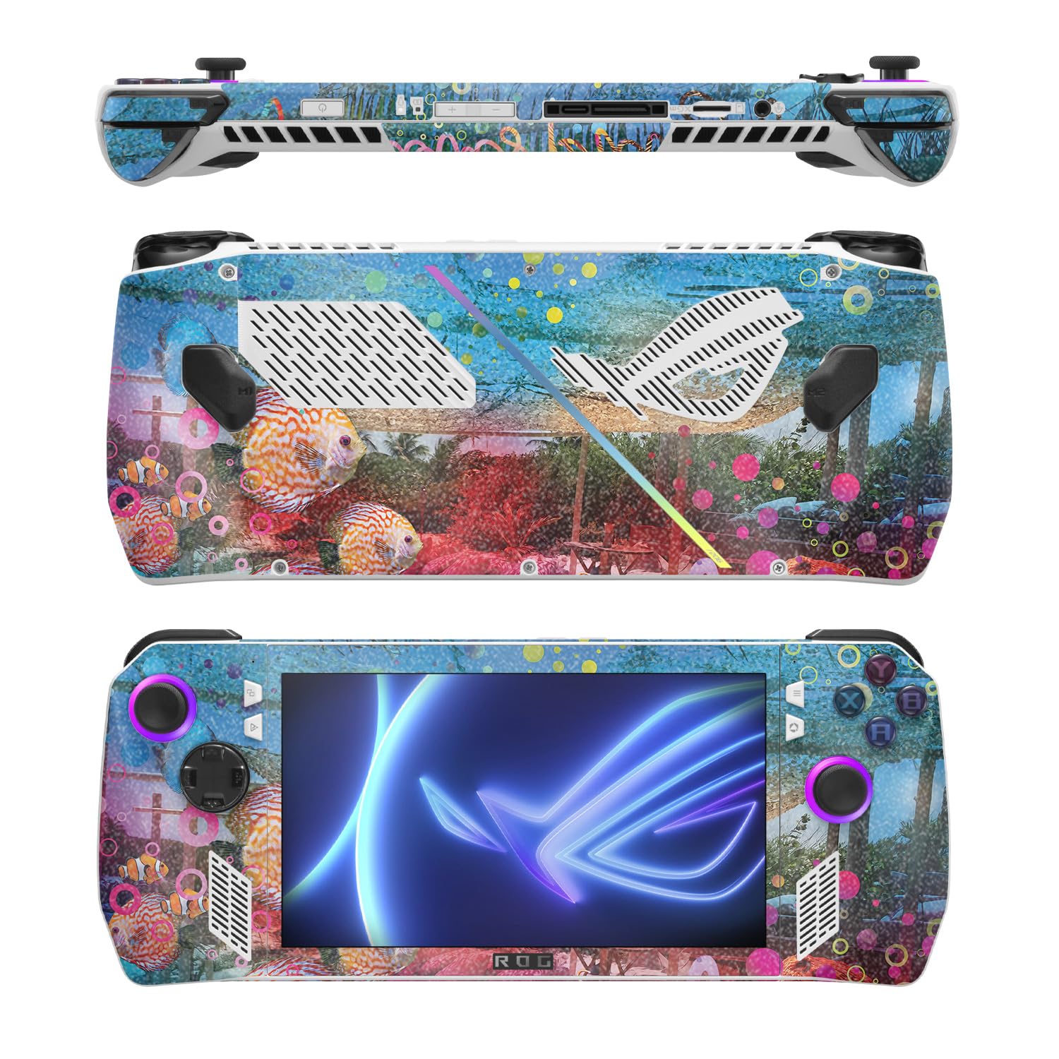 MightySkins Glossy Glitter Skin Compatible with Asus ROG Ally - Tropical Resort | Protective, Durable High-Gloss Glitter Finish | Easy to Apply