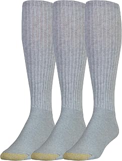 GOLDTOE Men's Ultra Tech Over-the-Calf Socks 3-Pack | Reinforced Toe, Moisture-Wicking Cotton Blend, Sizes 6-12.5