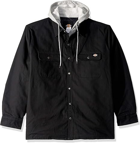 dickies men's relaxed fit hooded duck quilted shirt jacket big