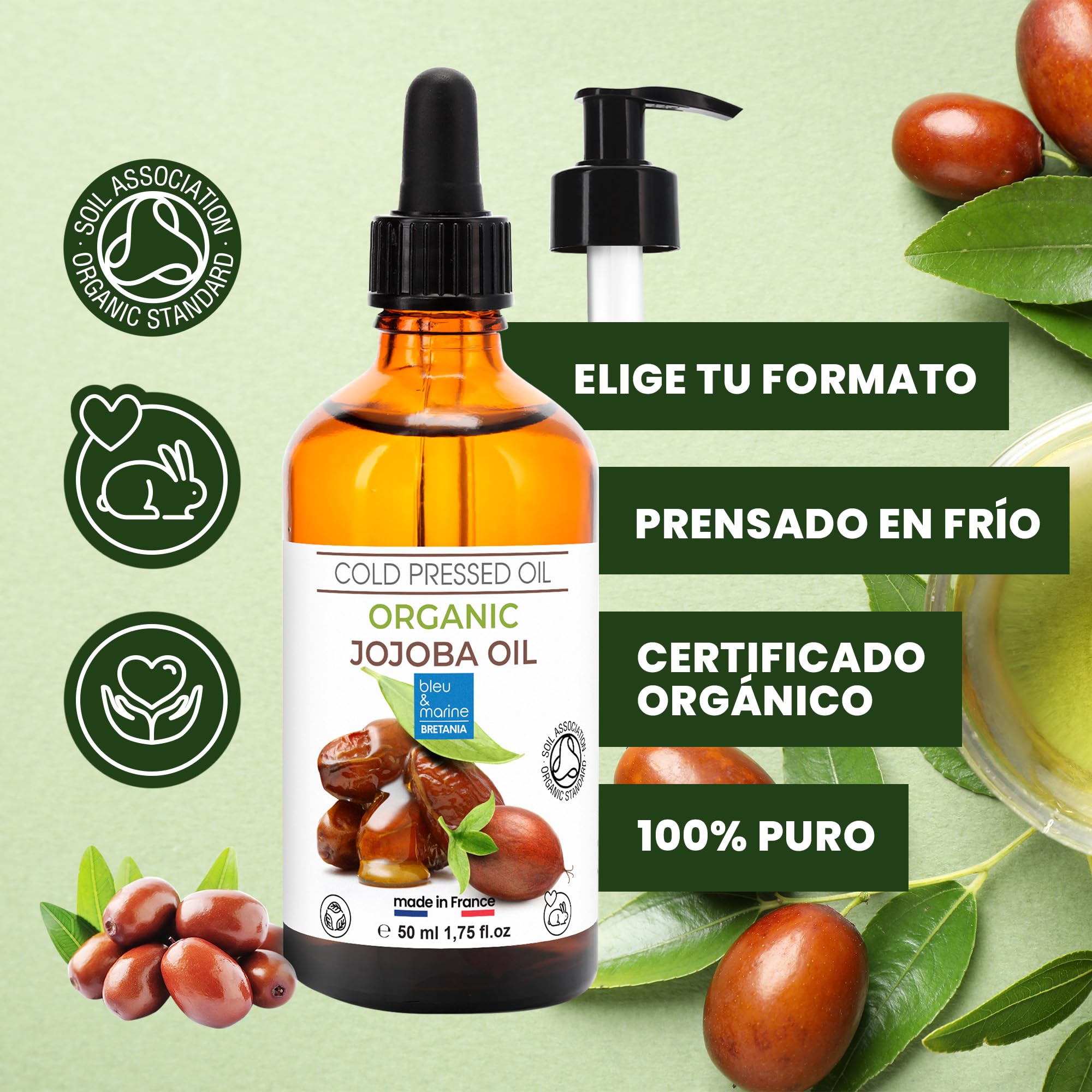 Aceite de Jojoba, BIO, Puro y Natural: Serum Facial, Hidratante Cabello y Barba, Desmaquillante, Limpiador Facial, Serum Pestañas, Aceite Cuticulas Uñas, Cuidado Piel Atópica - 1000 ml 1 L