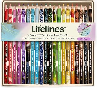 Lifelines Scented Colored Pencils, 20-Pack Classic & Earth Palette - Rub & Sniff Color Pencil Set Infused with Essential Oil Blends for Arts & Crafts, Coloring Books & School Supplies