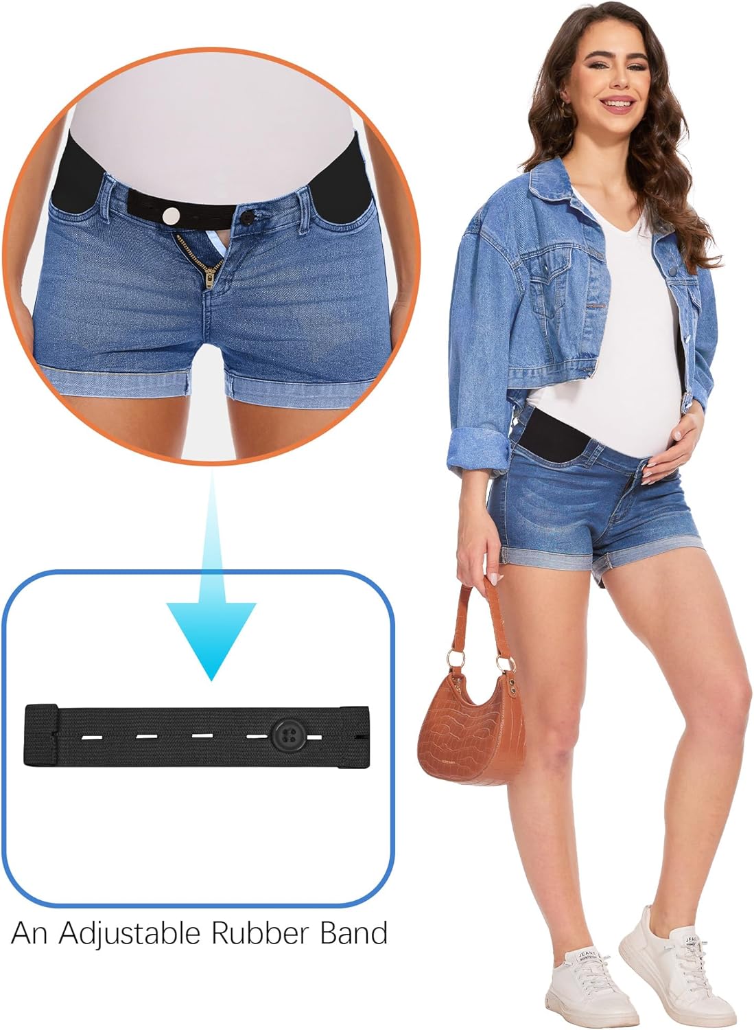 fitglam Women's Maternity Jean Shorts Under Belly Maternity Lounge Denim Shorts Pregnancy Comfy Clothes with Elastic Panel - Image 4