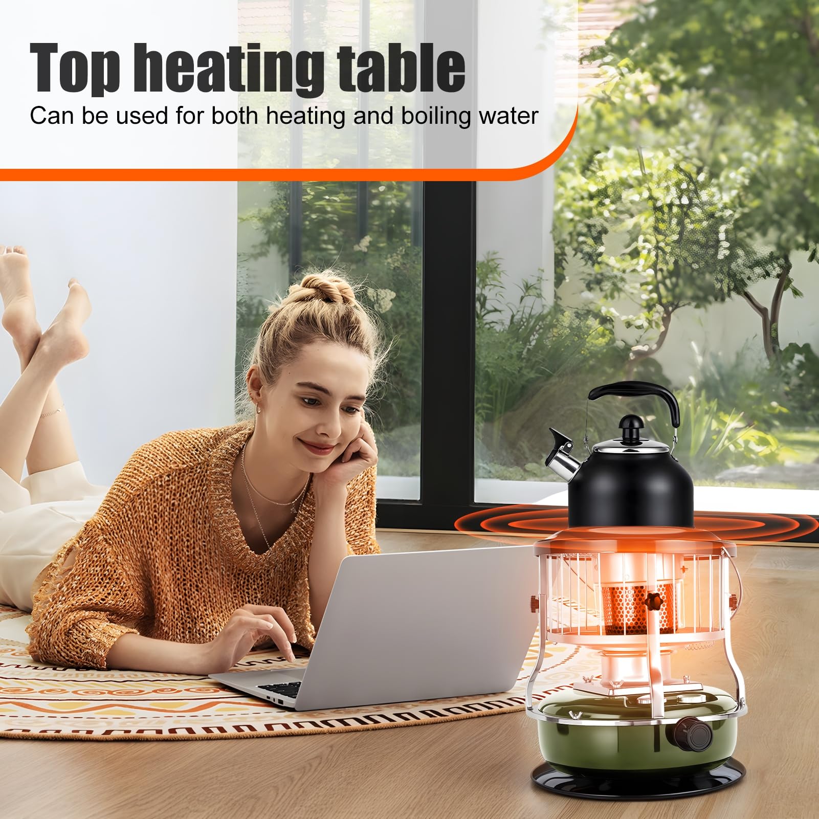 Estufa calentadora de queroseno 2 en 1, 9000 BTU calor no eléctrico portátil para el uso interior de la emergencia del camping, tanque 4.5L proporciona 21 horas de calor y eficiencia de combustible de