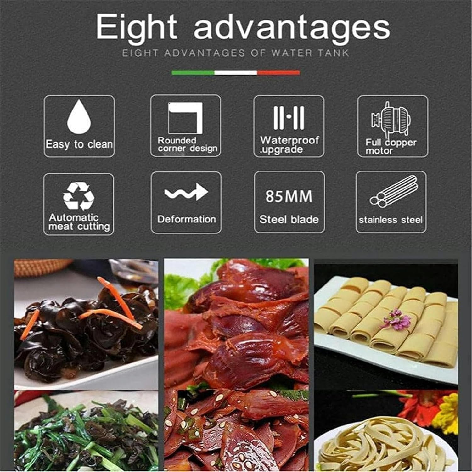 Wzglod Electric Meat Cutter 850w Commercial Meat Slicer Cutting Machine 130KG/H Stainless Steel Automatic Meat Slicer, Dicer Shredded Meat Machine, for Chicken Fish Beef Meat Strips Cubes