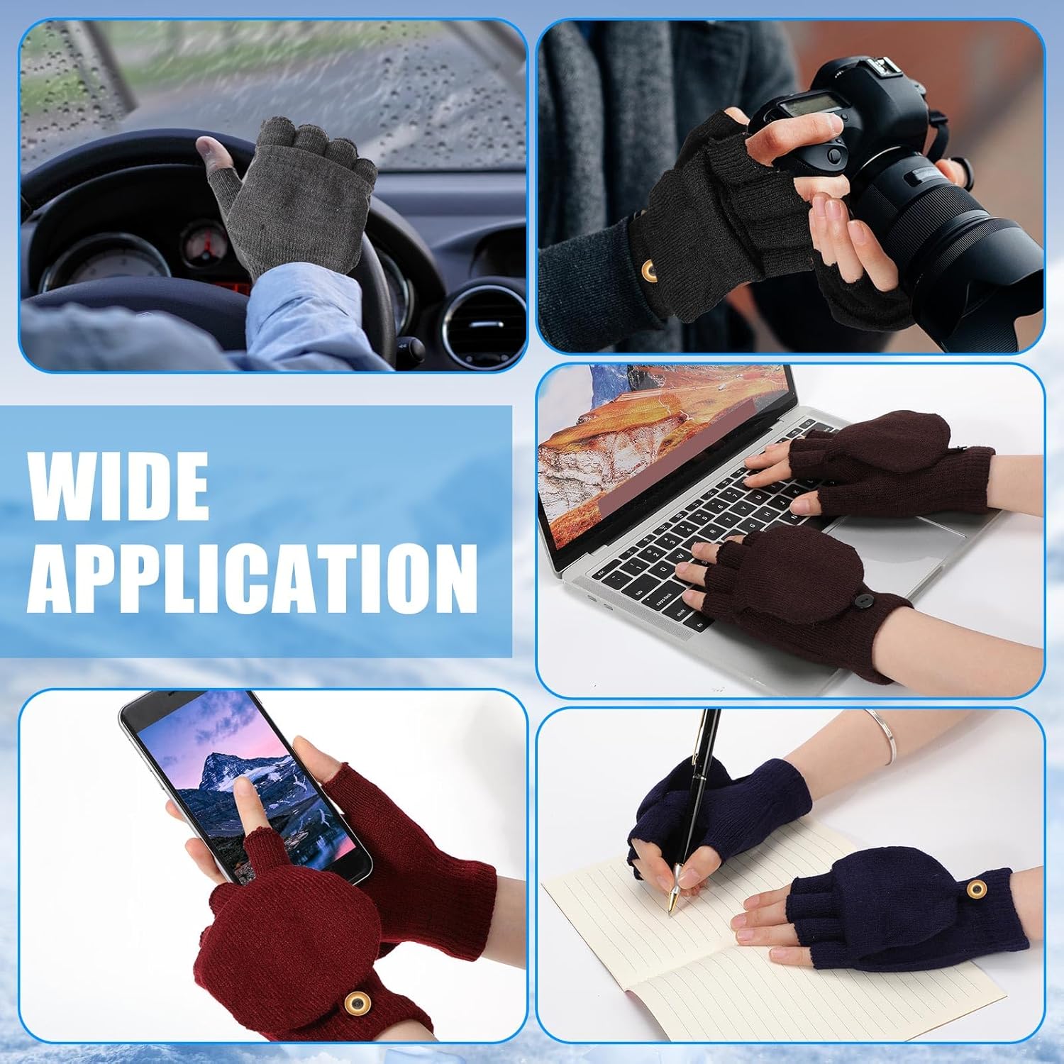 Geyoga 10/30/60 Pcs Winter Beanies and Gloves Warm Knitted Hats Flip Fingerless Mittens Cold Gift for Men Women Homeless Care - Image 7