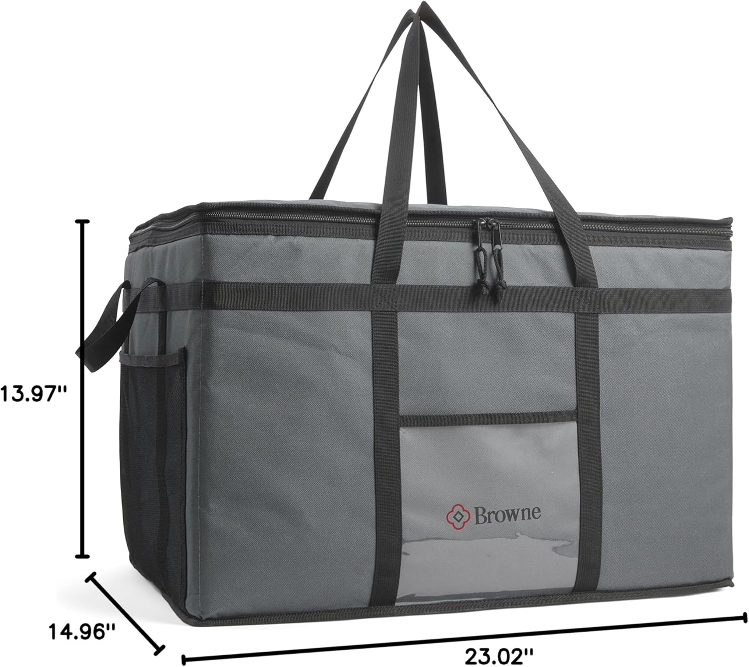 Browne Foodservice Insulated Delivery Bag 23" x 15" x 14", 600D Polyester, 2-Pack